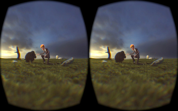Oculus barrel correction screen shader applied to a view inside the panorama