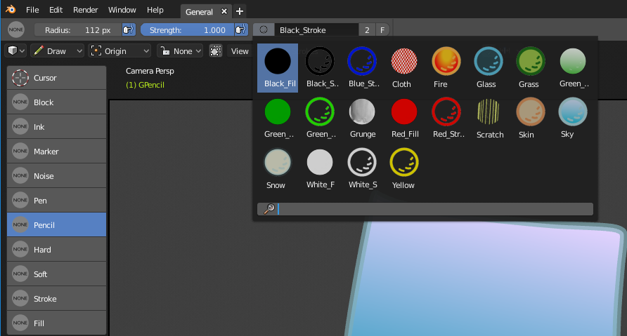 How assign different material to strokes in grease pencil mode