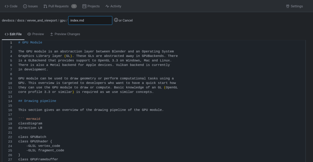 Edit documentation pages on Gitea with its builtin Markdown editor.
