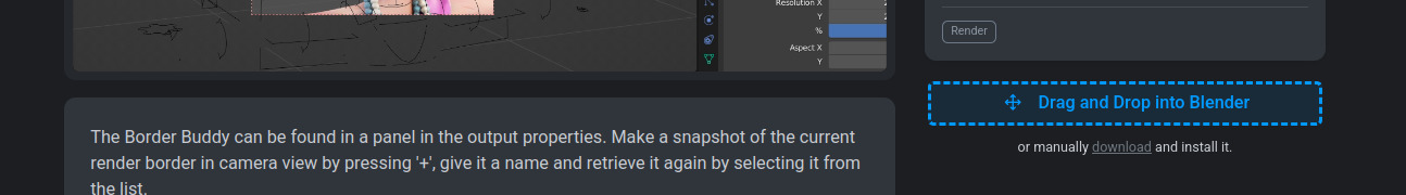 'Drag and Drop into Blender' button