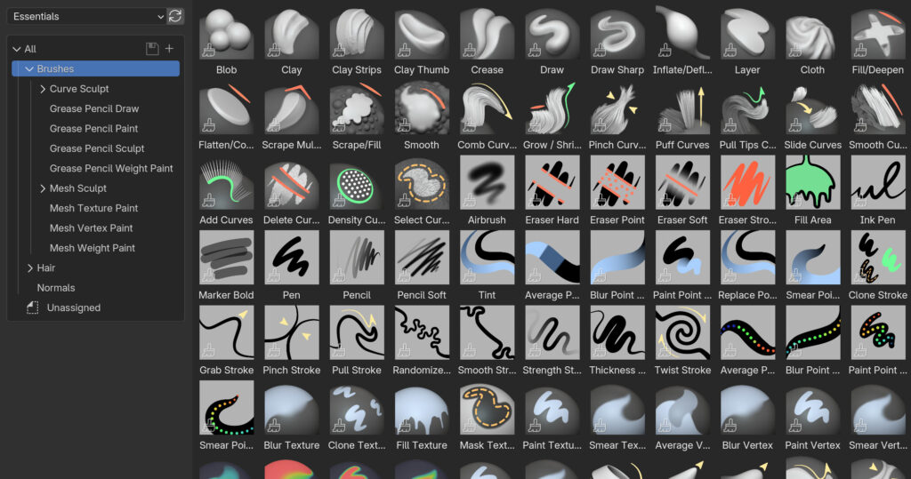 Bundled brush assets in Blender 4.3