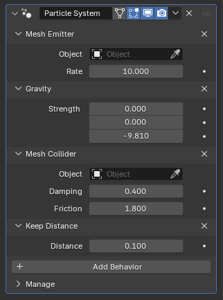 Modifier having a panel for each of the previously mentioned behaviors.