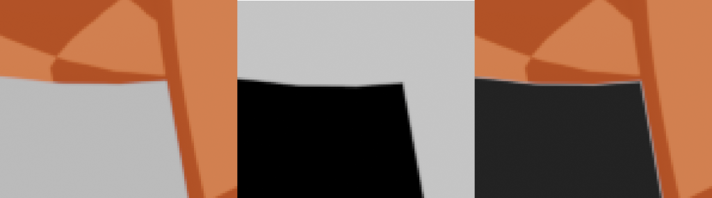 Example showing render-pass masking resulting in undesirable color fringes.